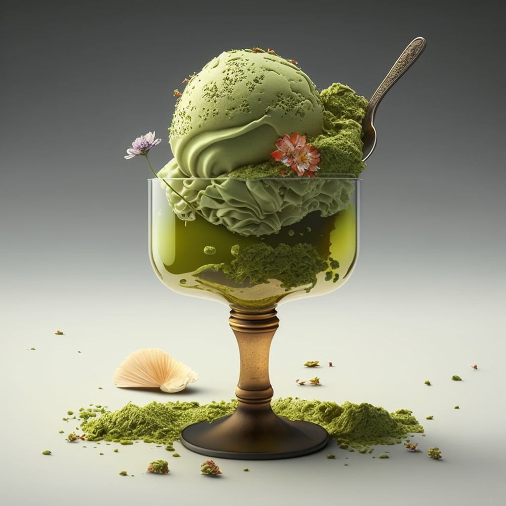 ilustración de un helado de té matcha