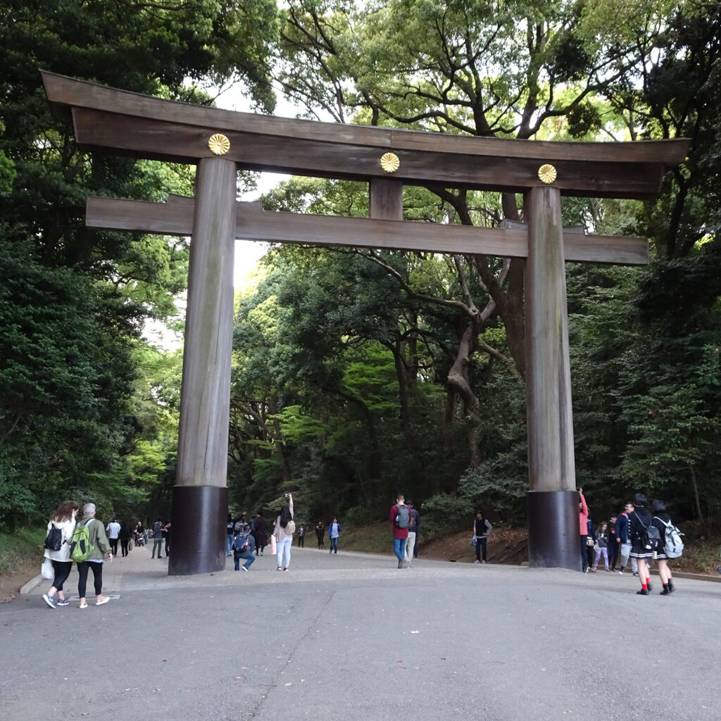 torii at the entrance to the Meiji-jingu