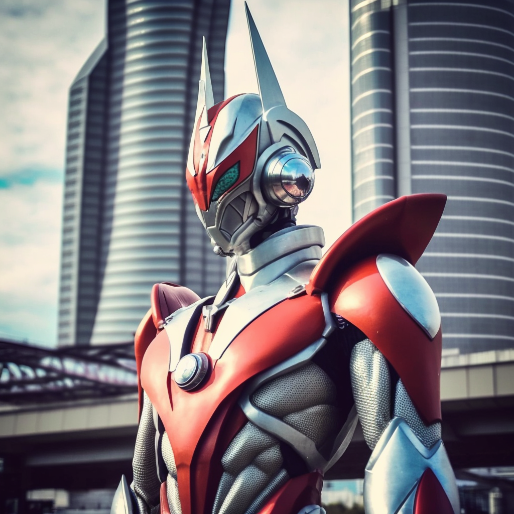 superhero tokusatsu in the streets of tokyo