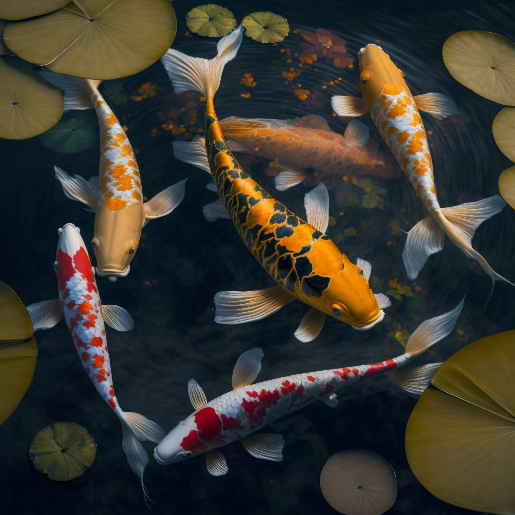 carpes koï japonaises dans un étang