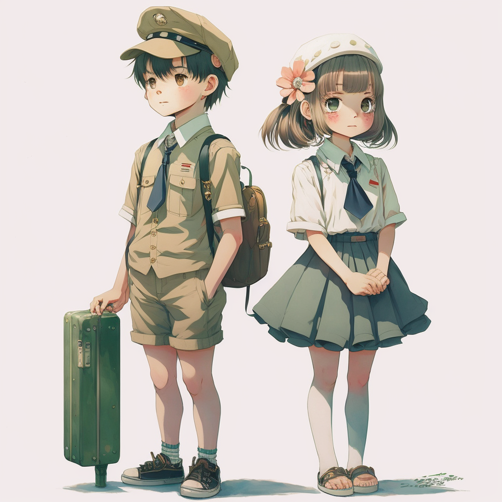 2 ecoliers japonais en tenue d 'été