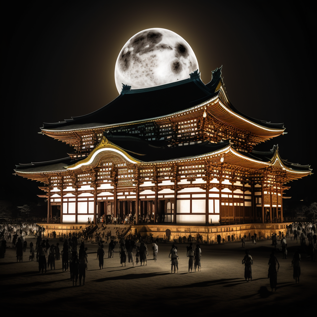 Festival im Todai-ji-Tempel in Nara Japan bei Nacht