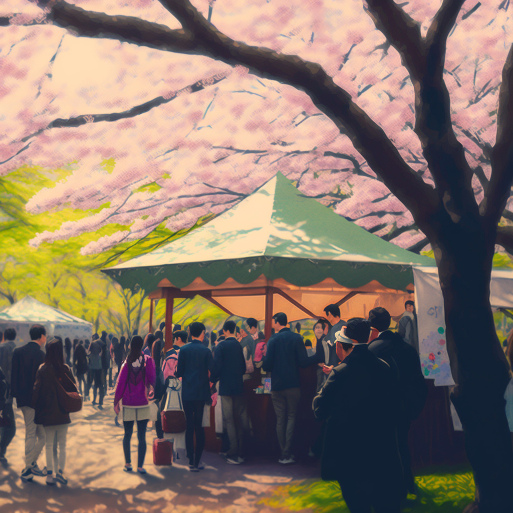 hanami celebration in Ueno park in Tokyo