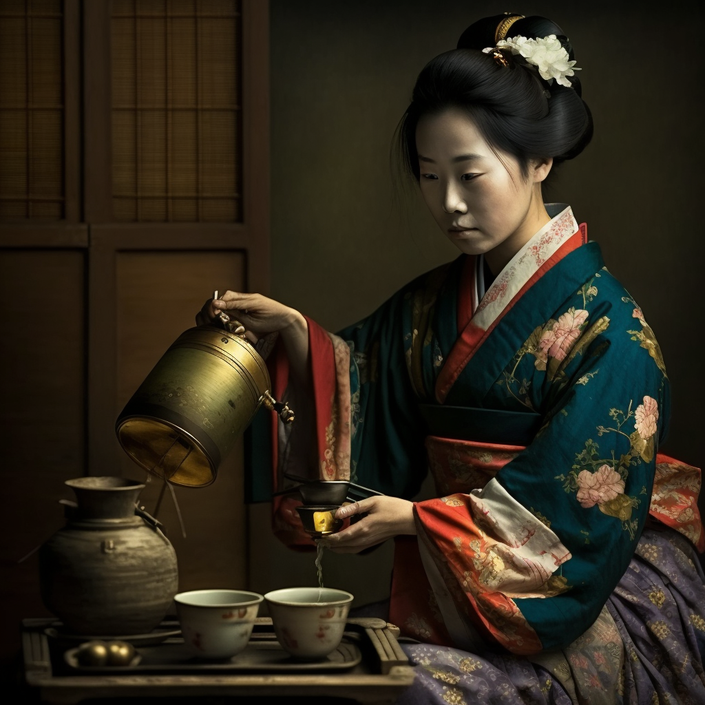 la cérémonie de thé japonaise début du 20me siècle